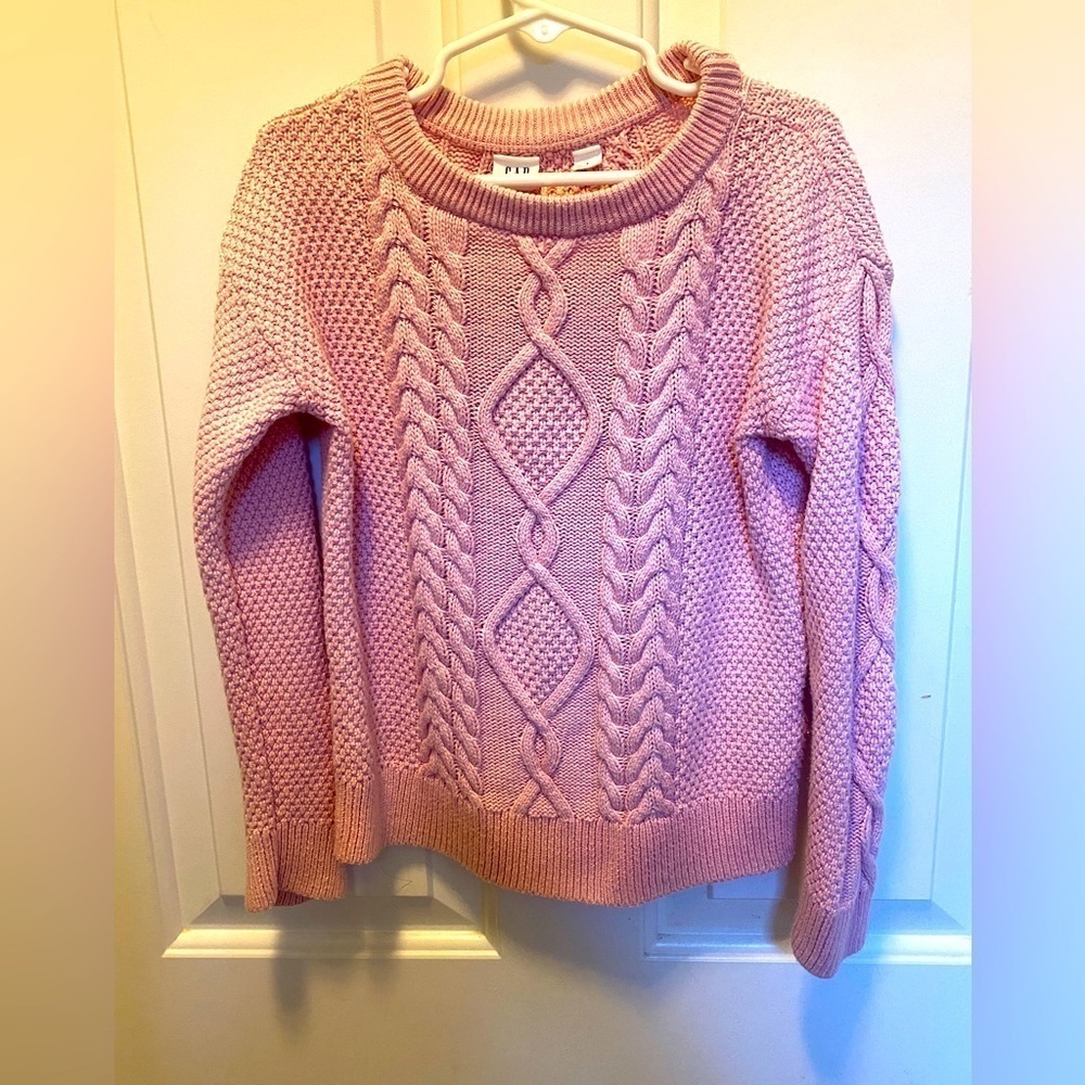Gap kids cable knit light pink sweater